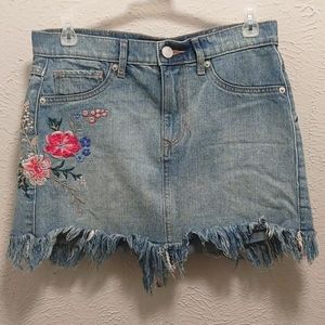 EXPRESS Floral Denim front zipper skirt 100% Cotton